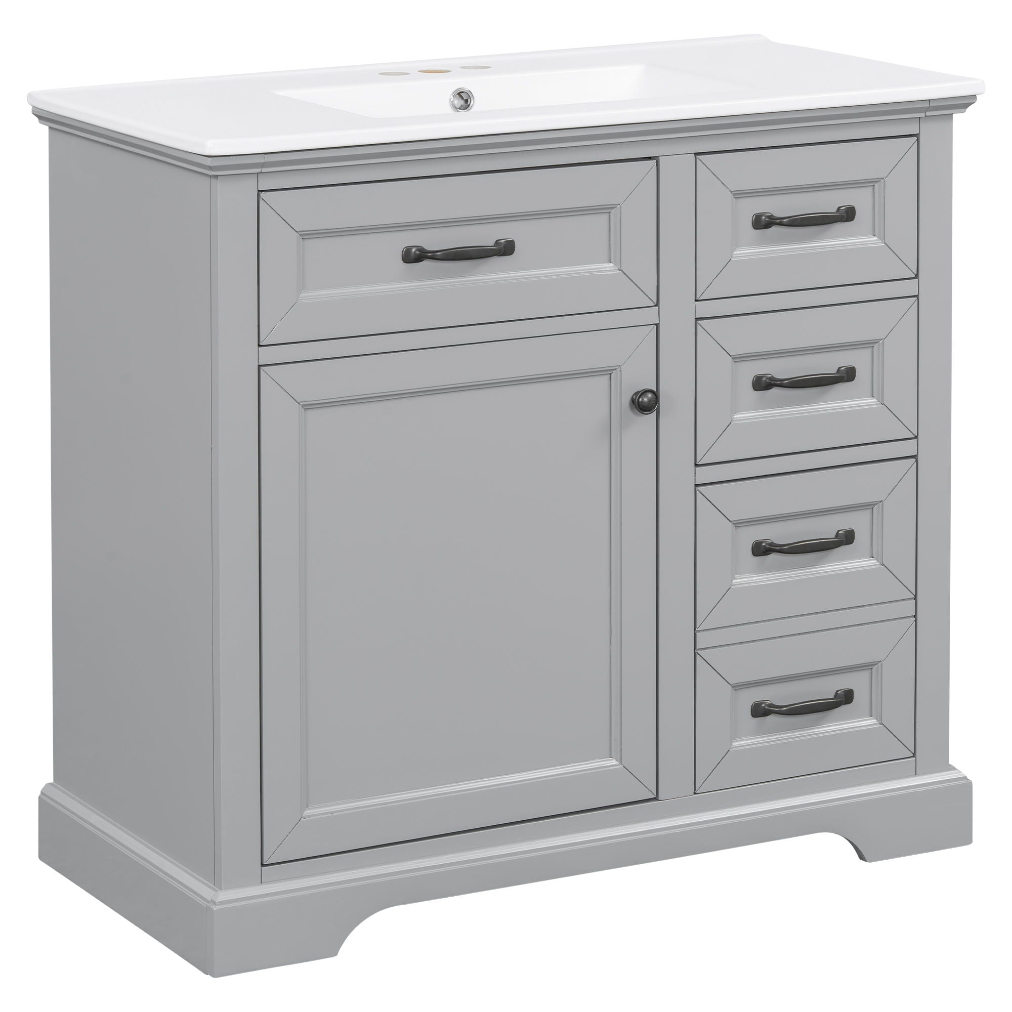 36" Bathroom Vanity With Sink, 2 Tip-Out Drawers, Soft Close Hinges by HouseOfZazla