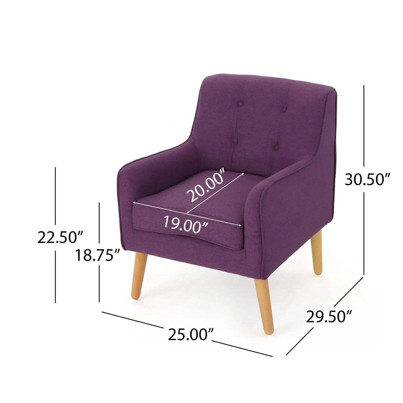 Modern Arm Chair With Tufted Back and Wooden Legs by HouseOfZazla