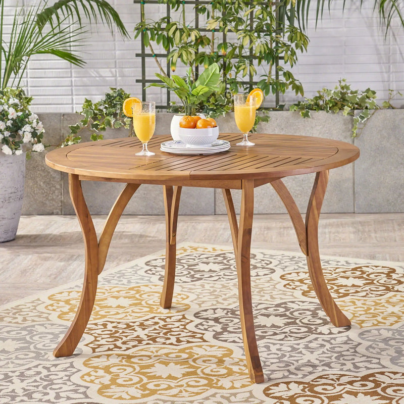 Hermosa Outdoor Acacia Wood Circular Dining Table by HouseOfZazla