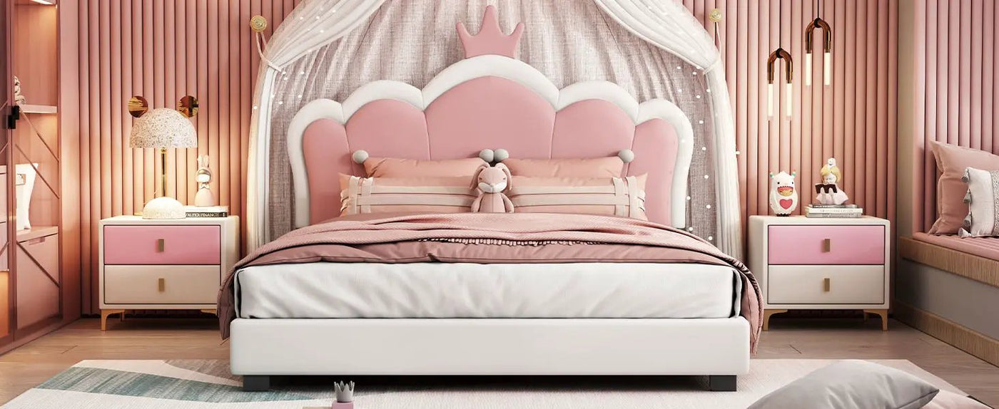Upholstered Princess Platform Bed With Crown Headboard by HouseOfZazla