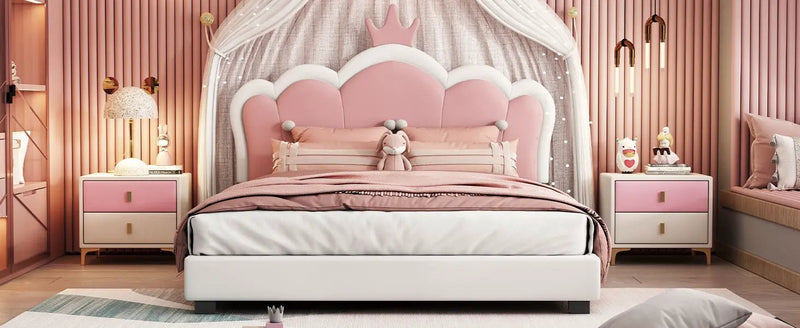 Upholstered Princess Platform Bed With Crown Headboard by HouseOfZazla