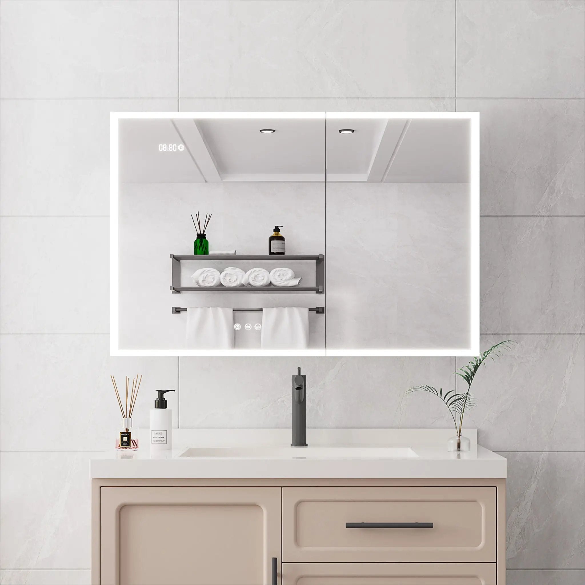 Bathroom Medicine Cabinet With Lights, LED Medicine Cabinet With Mirror, Lighted Medicine Cabinet With Defogger by Unique Piece Furniture
