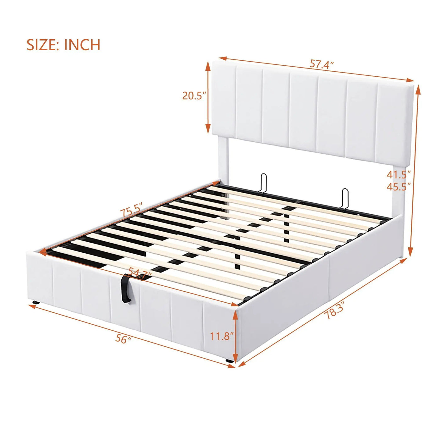 Elegant Upholstered Platform Bed With Hydraulic Storage System by Unique Piece Furniture