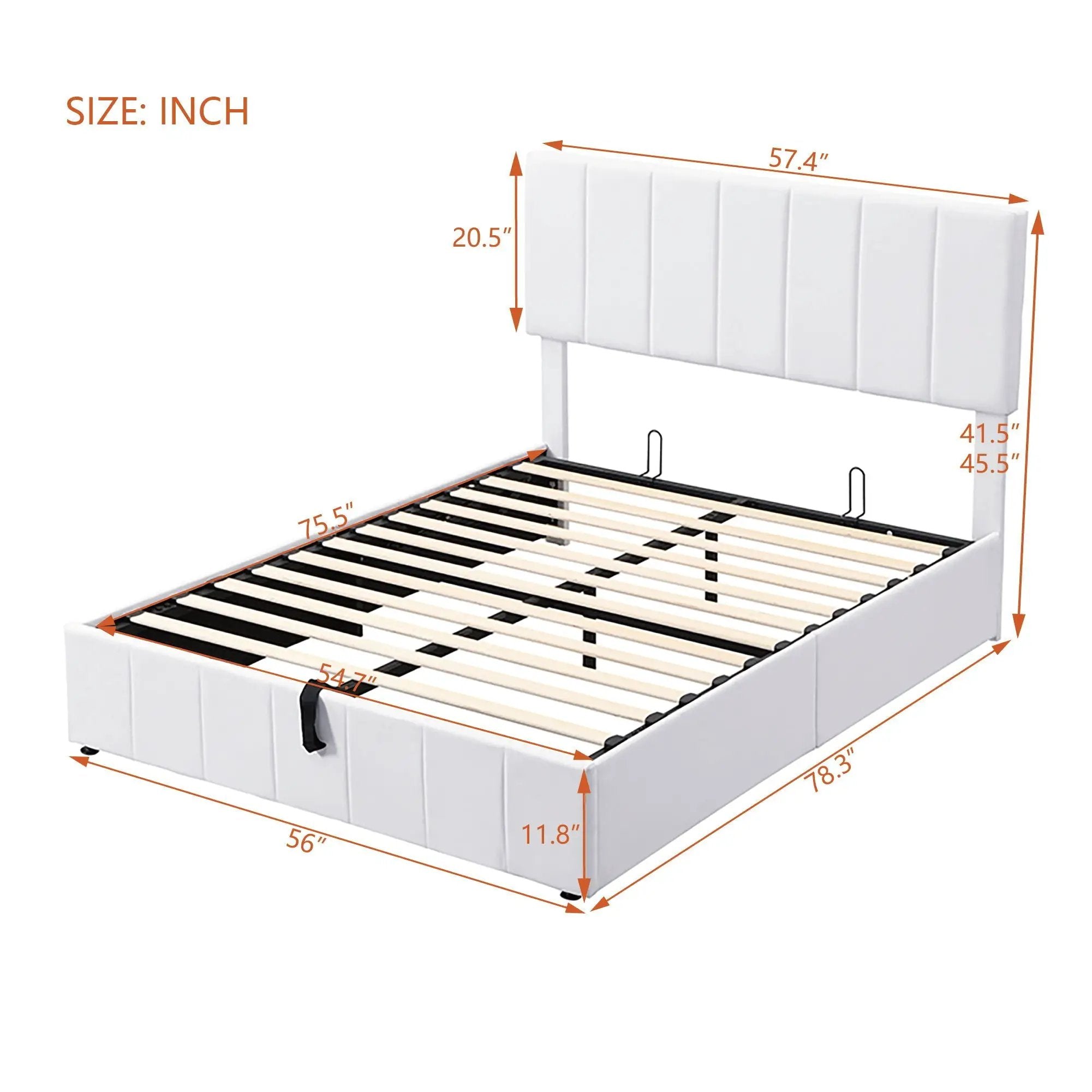 Elegant Upholstered Platform Bed With Hydraulic Storage System by Unique Piece Furniture