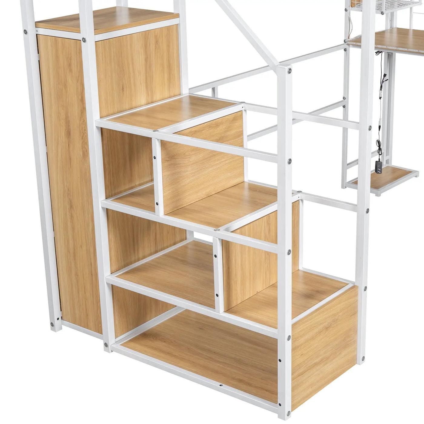 Loft Bed With Built In Work Station, Wardrobe, Storage Staircase And LED by HouseOfZazla