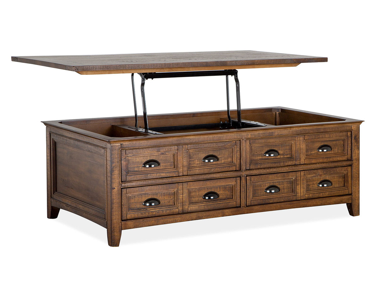 Bay Creek - Lift Top Storage Cocktail Table With Casters - Toasted Nutmeg, photo 5 of 7