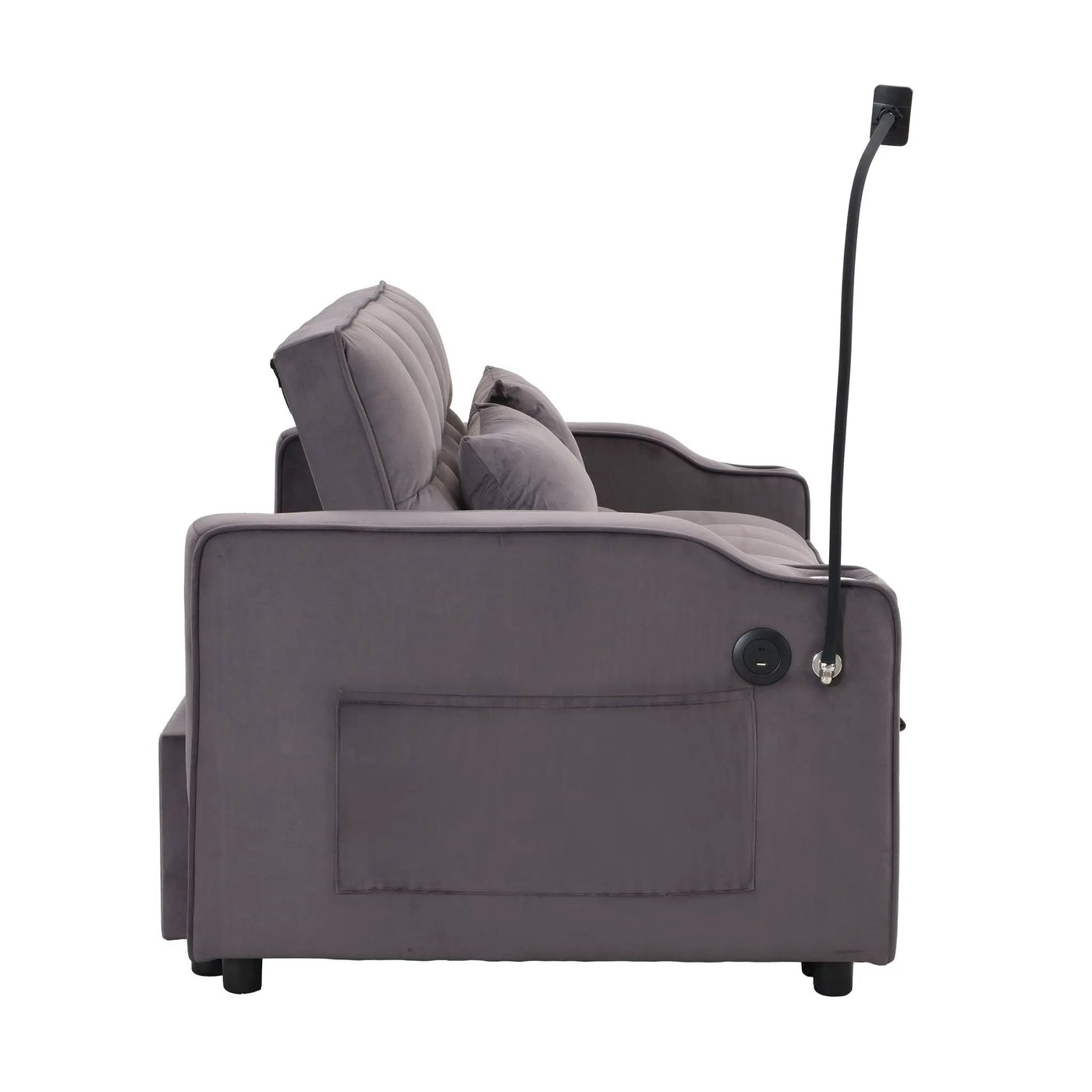 Modern Loveseat Futon Sofa With Pullout Bed, Adjustable Reclining Backrest, Toss Pillows by HouseOfZazla