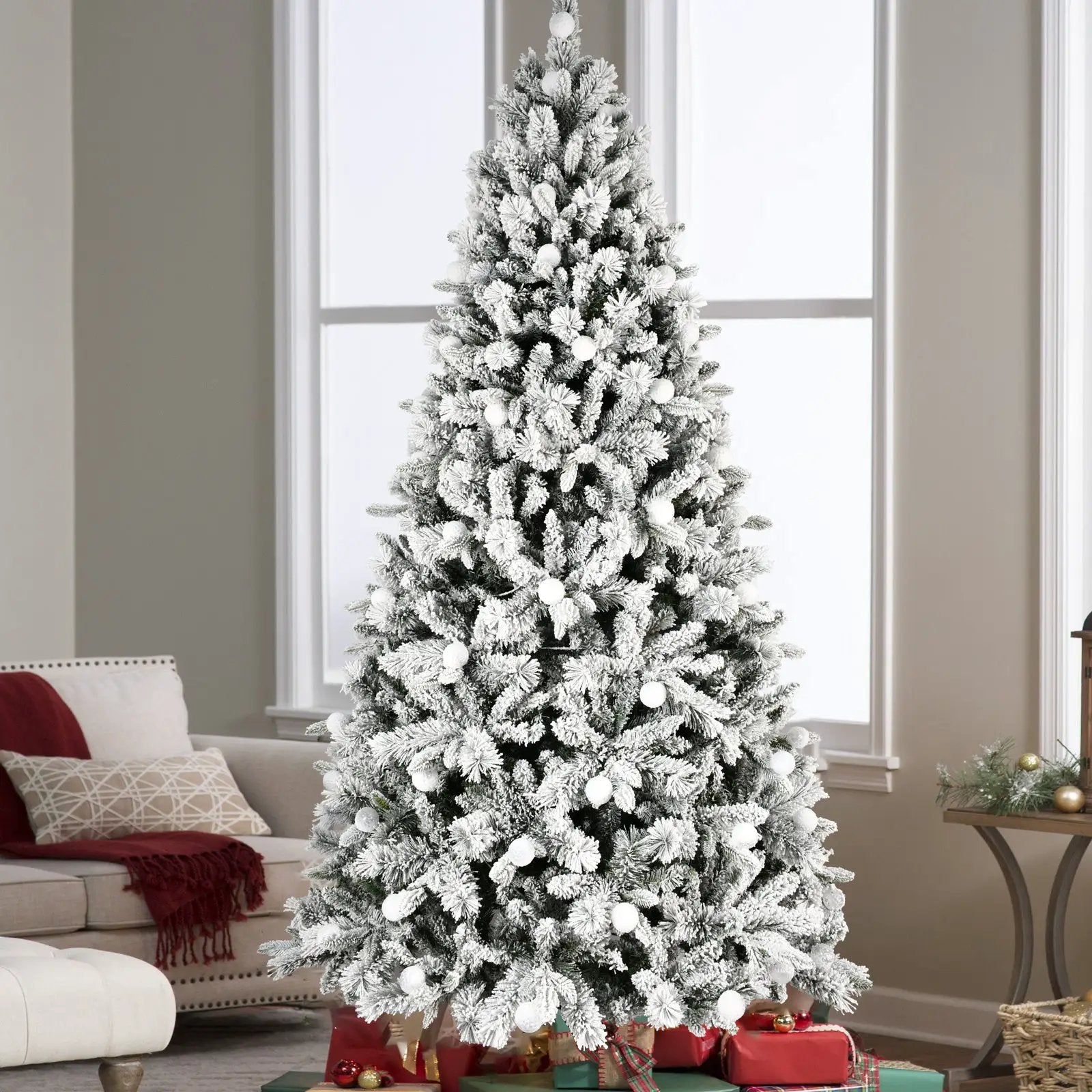 8Ft Flocked Christmas Tree with 470L Colorful LED Lights by HouseOfZazla