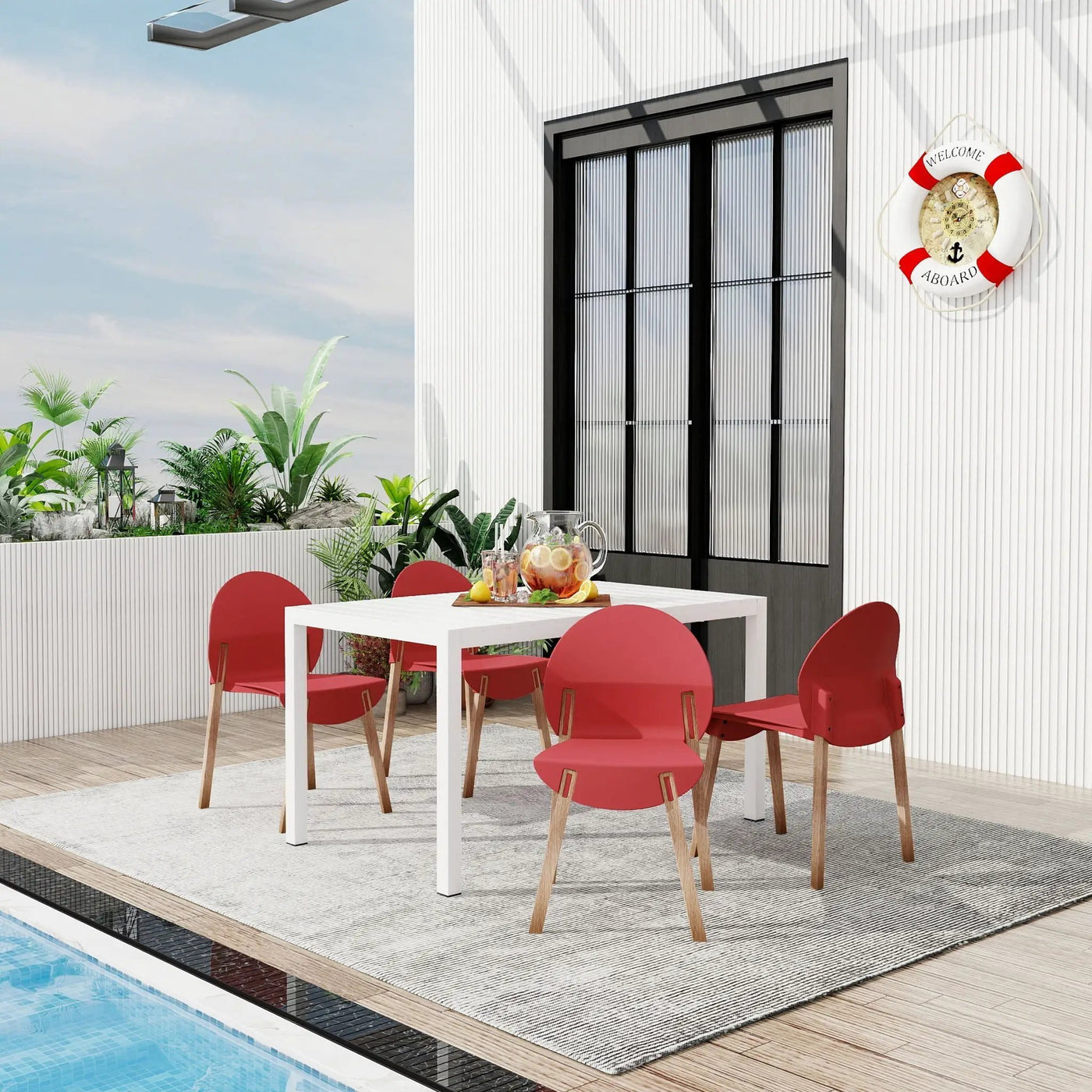 4 Piece Set Of Single Chairs With Long Table by HouseOfZazla