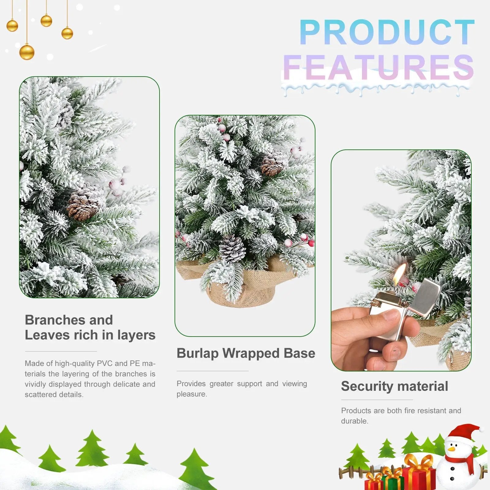 3FT Flocked Tabletop Christmas Tree with Pine Cones by HouseOfZazla