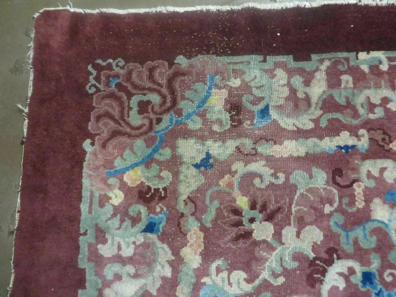 8' X 10' Vintage Handmade Chinese Art Deco Peking Nichols Wool Rug Flowers Nice by Jewel Rugs