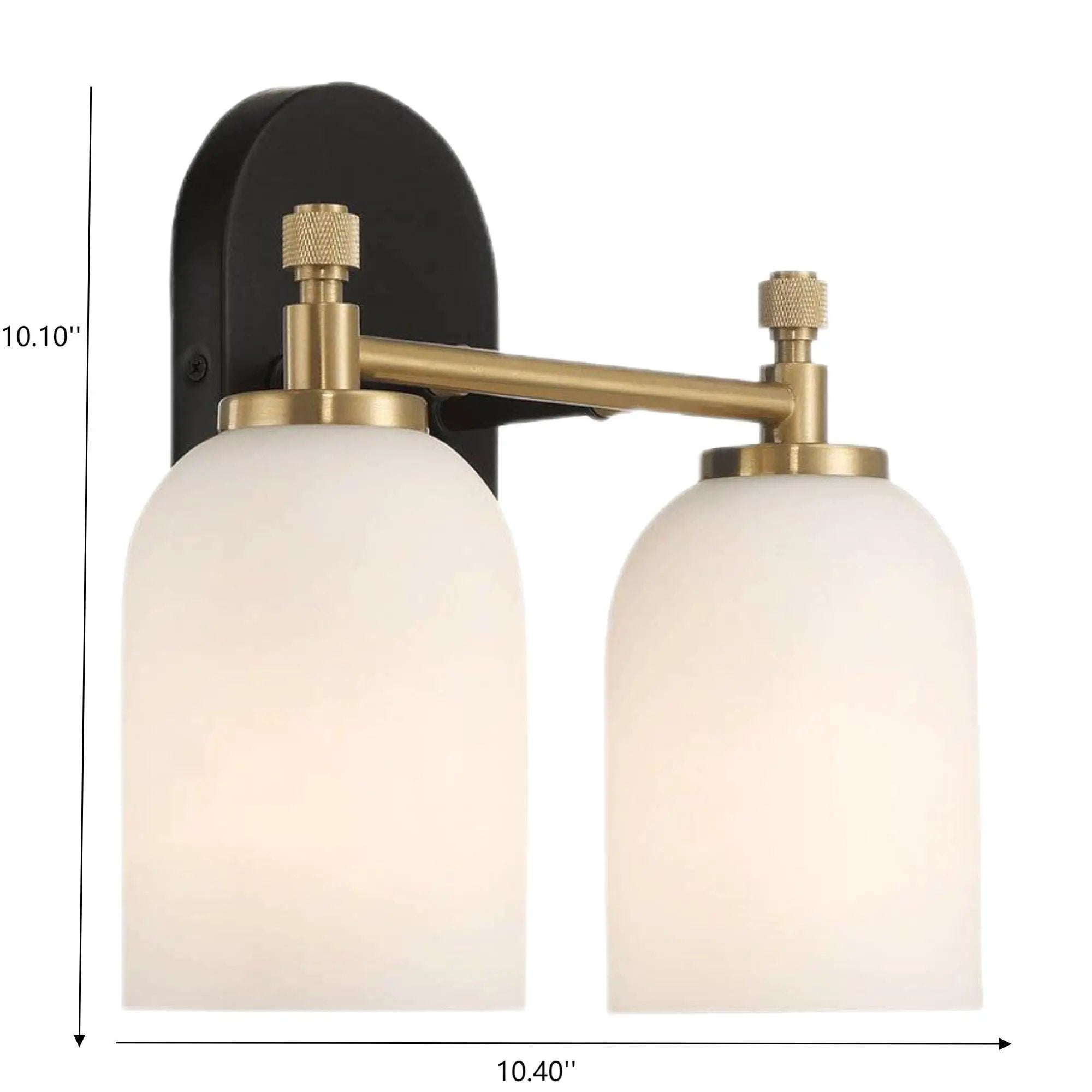 Vortex - 2 Lights Vanity In Style For Over Bathroom Mirror Wall Sconce - Black / Gold / White by HouseOfZazla