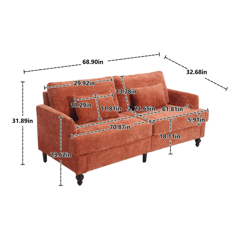 Mid Century Modern Fabric Loveseat Sofa, 2 Seat Upholstered Couch by HouseOfZazla