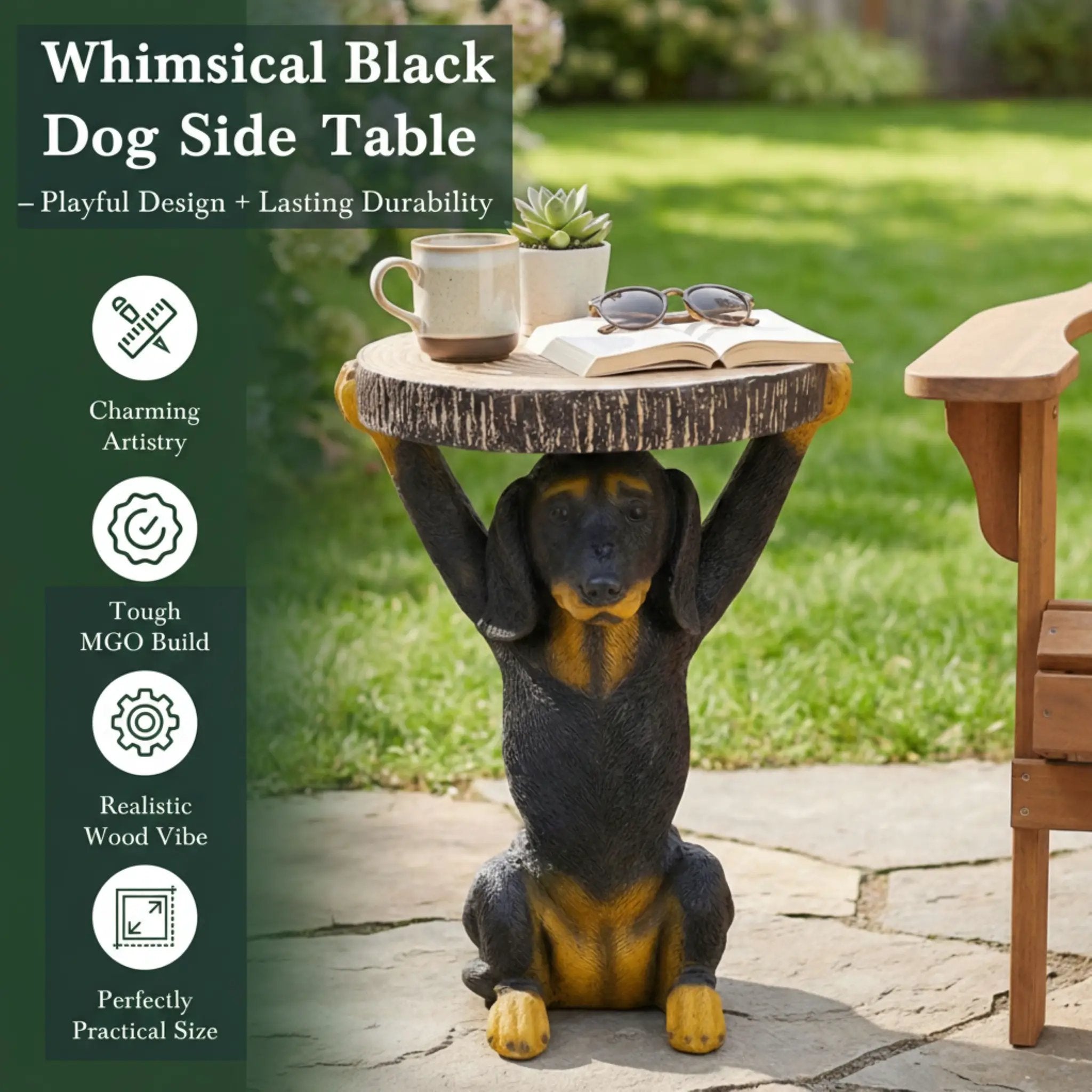 Whimsical Black Dog MGO Side Table by HouseOfZazla