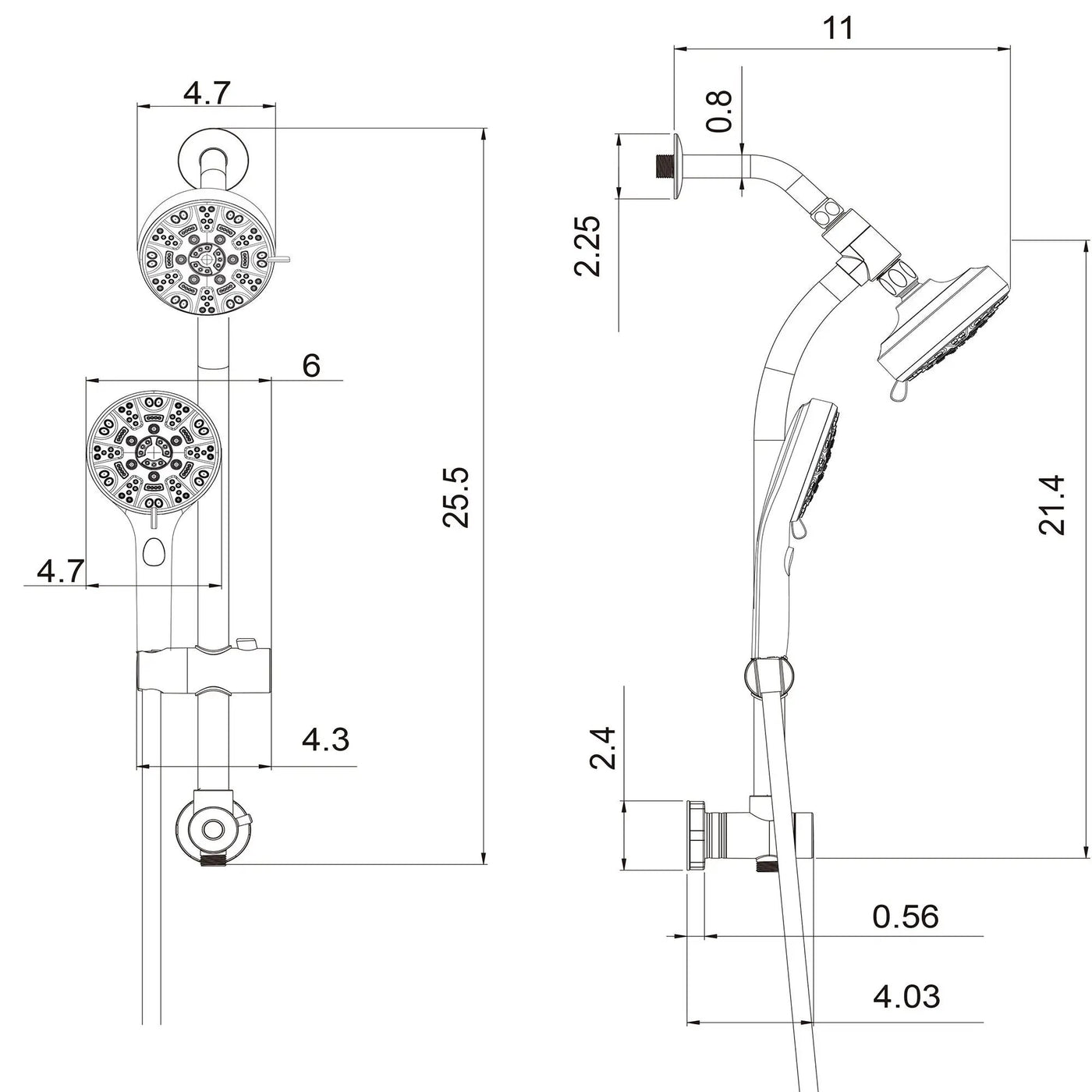 Multi Function Dual Shower Head System With 4.7" Rain Showerhead, 8 Function Hand Shower, Adjustable Slide Bar by HouseOfZazla