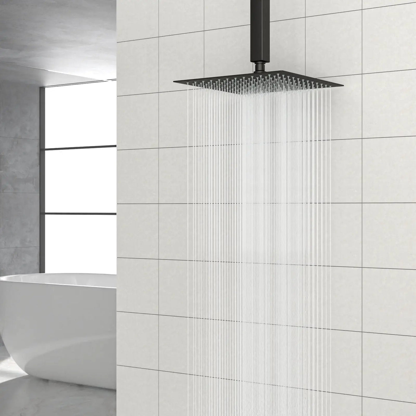 Modern 10" Square Rainfall Shower Head & Stainless Steel Wall Or Ceiling Mount Luxury Spa Shower Panel by HouseOfZazla