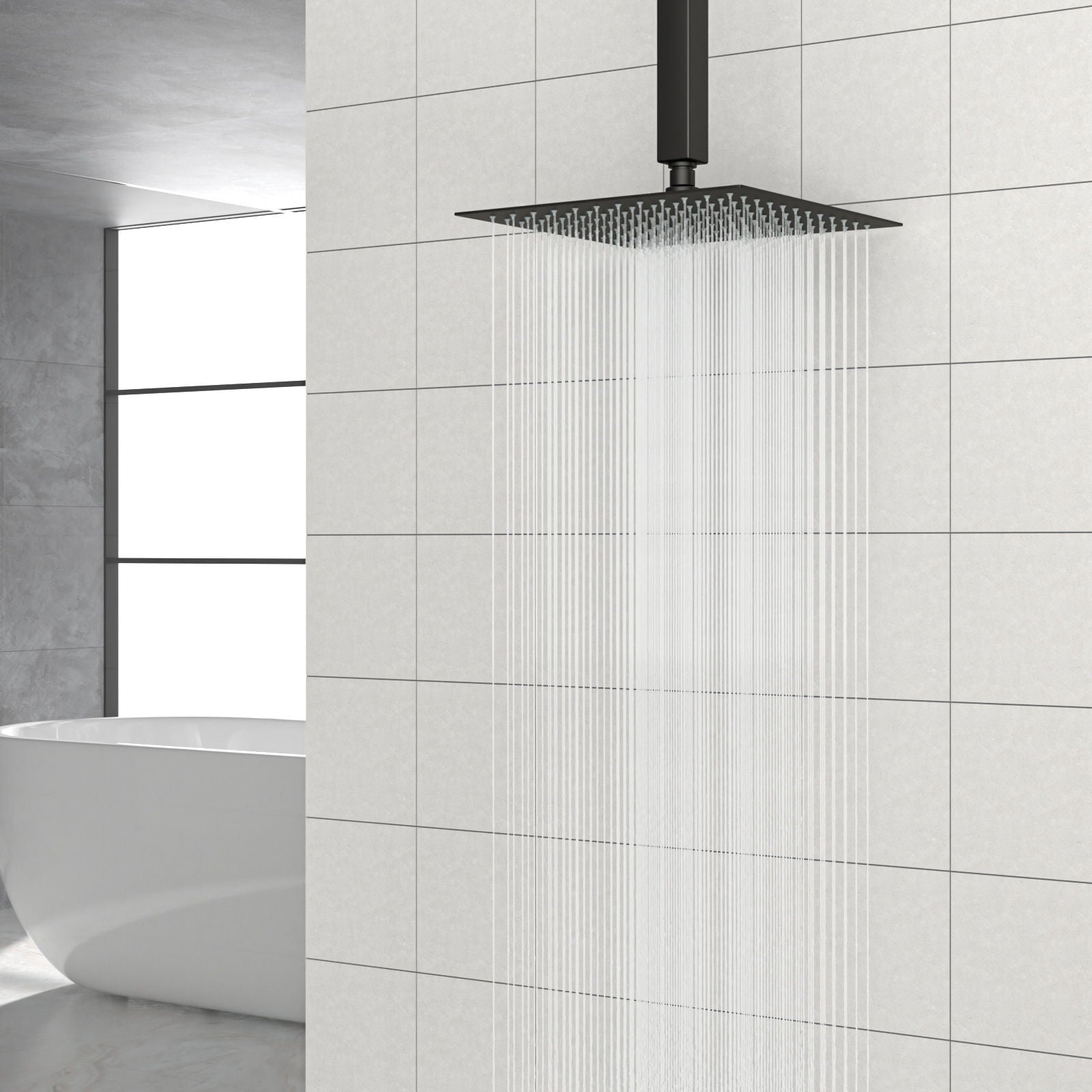 Modern 10" Square Rainfall Shower Head & Stainless Steel Wall Or Ceiling Mount Luxury Spa Shower Panel by HouseOfZazla