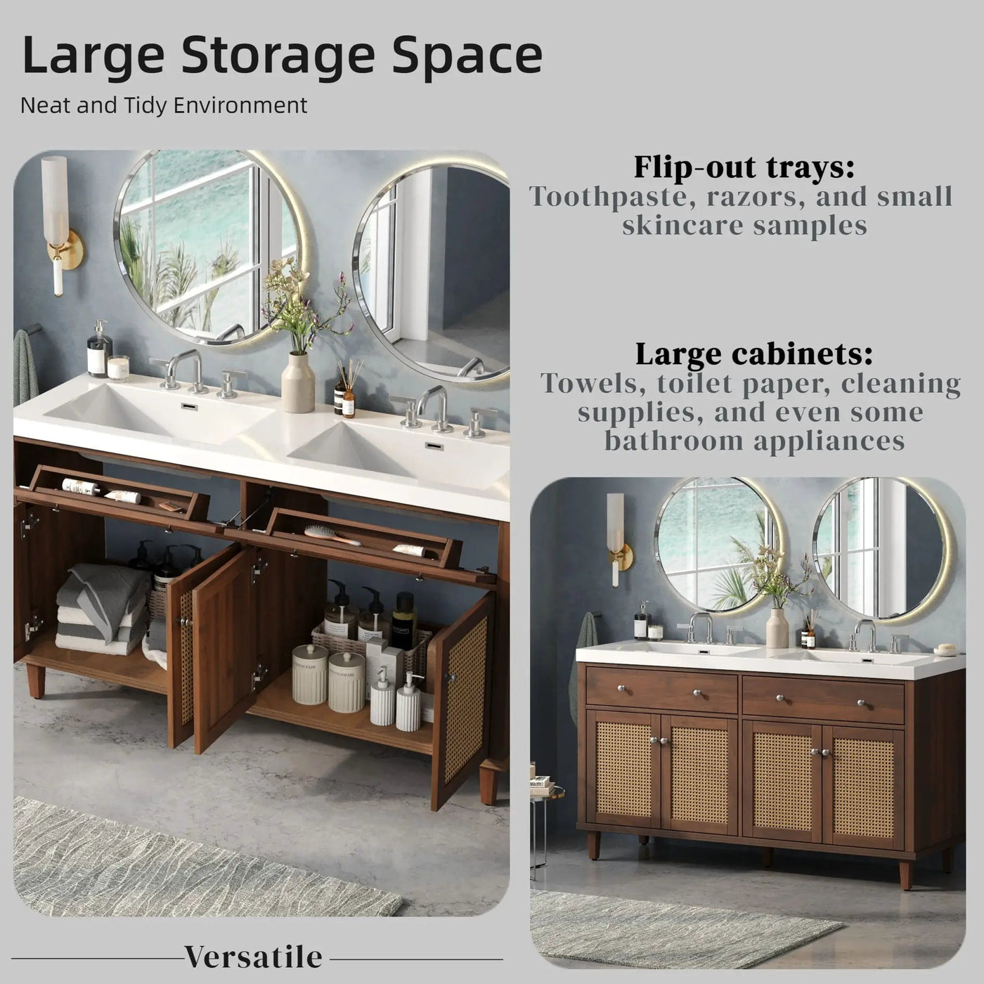 Bathroom Vanity With Double Sink, Large Storage Space by HouseOfZazla