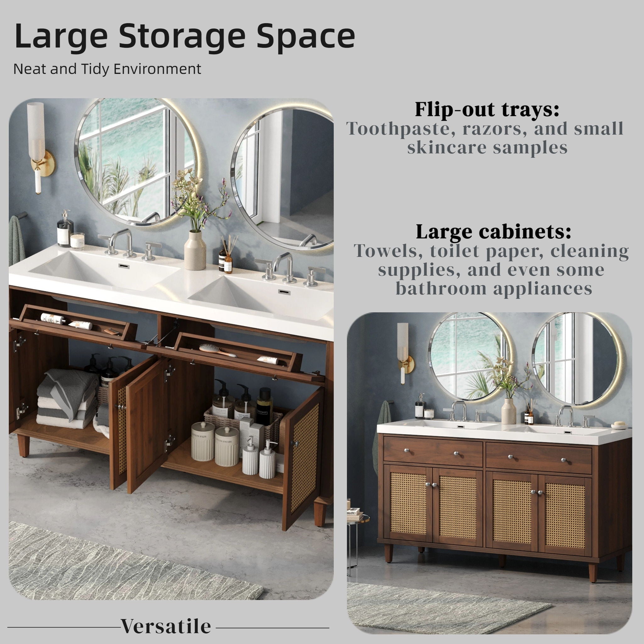 Bathroom Vanity With Double Sink, Large Storage Space by HouseOfZazla