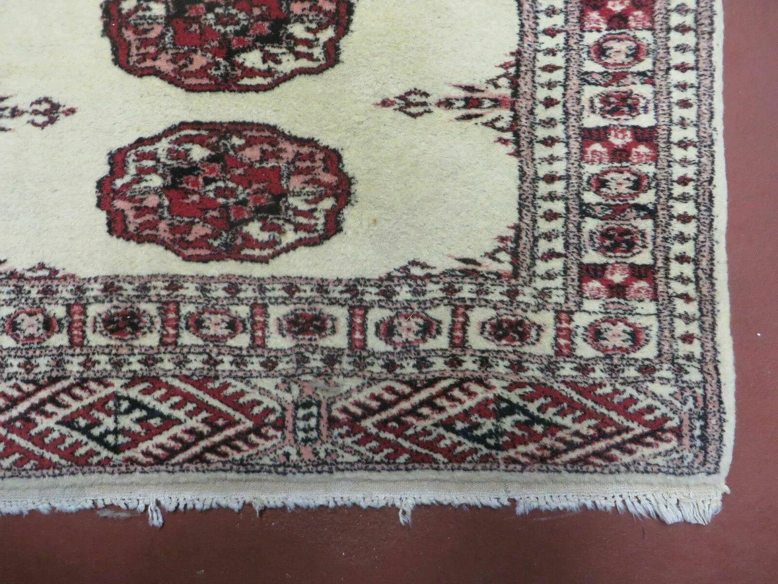 2' 7" x 7' Handmade Finely Knotted Pakistani Turkoman Bokhara Detailed Wool Rug by Jewel Rugs