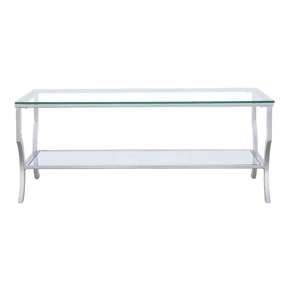 Saide Rectangular Glass Top Coffee Table Chrome by Unique Piece Furniture