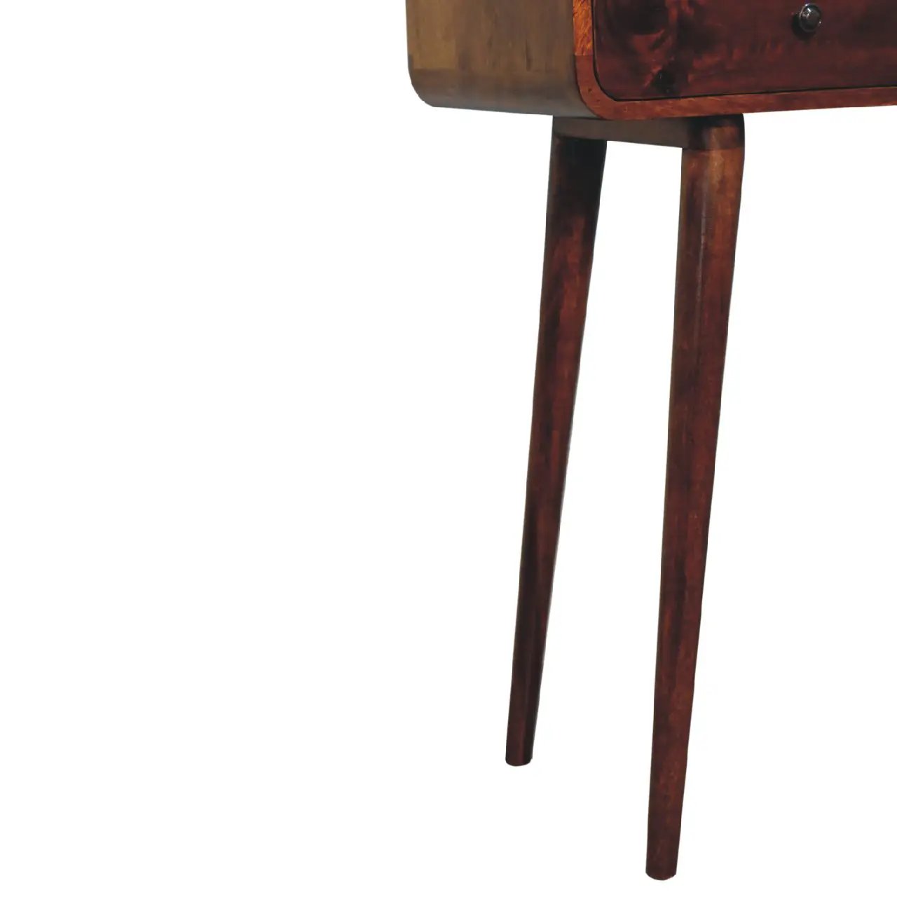 Solid Wood Chestnut Curved Hallway Table, 2-Drawers, Nordic Legs by HouseOfZazla
