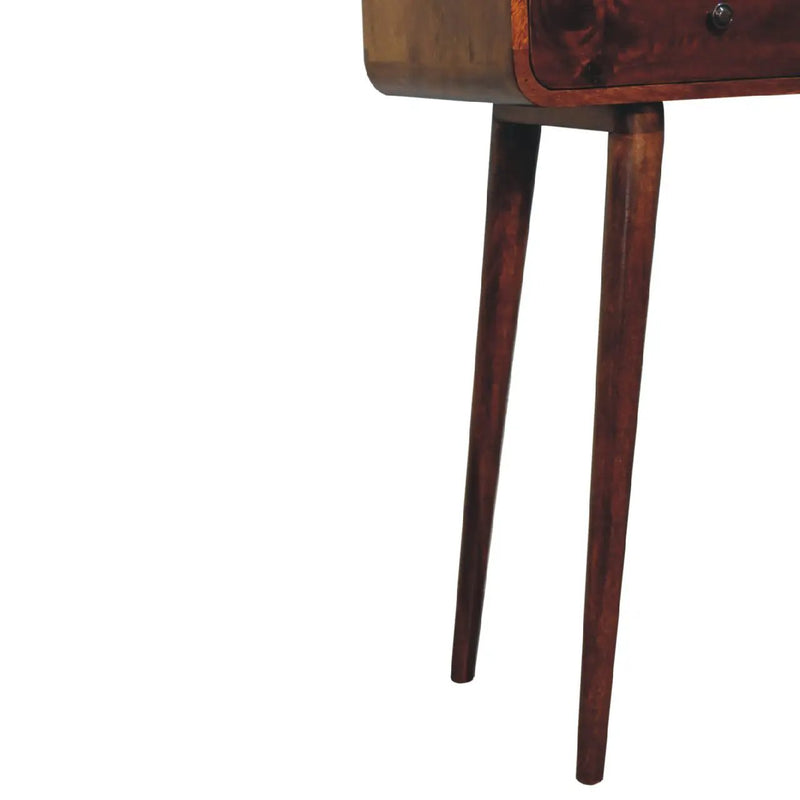 Solid Wood Chestnut Curved Hallway Table, 2-Drawers, Nordic Legs by HouseOfZazla
