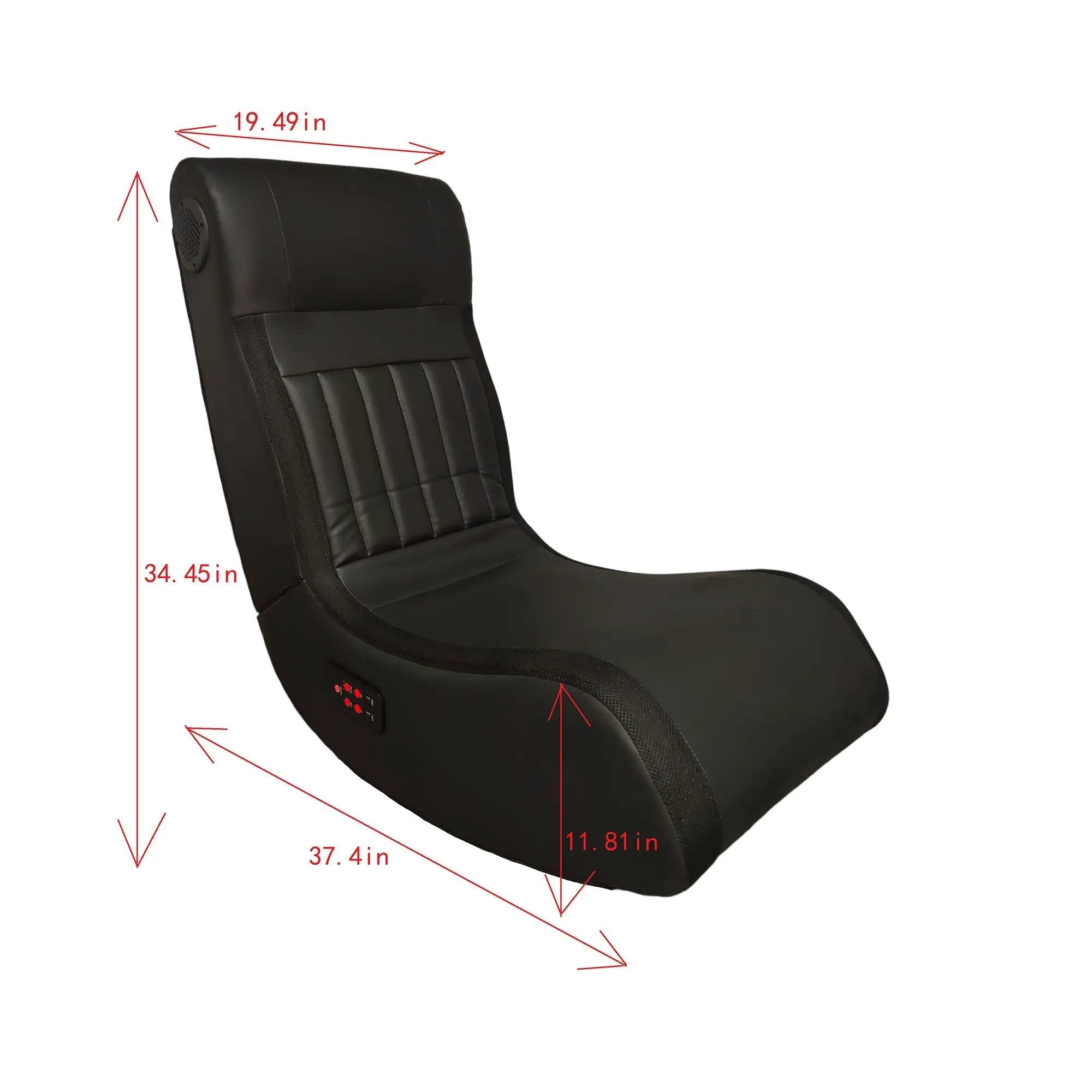 Foldable Gaming Chair With Onboard Speakers, LED Strip Lighting, Bluetooth, Vibration Massage, USB Charging Port - Black by Unique Piece Furniture