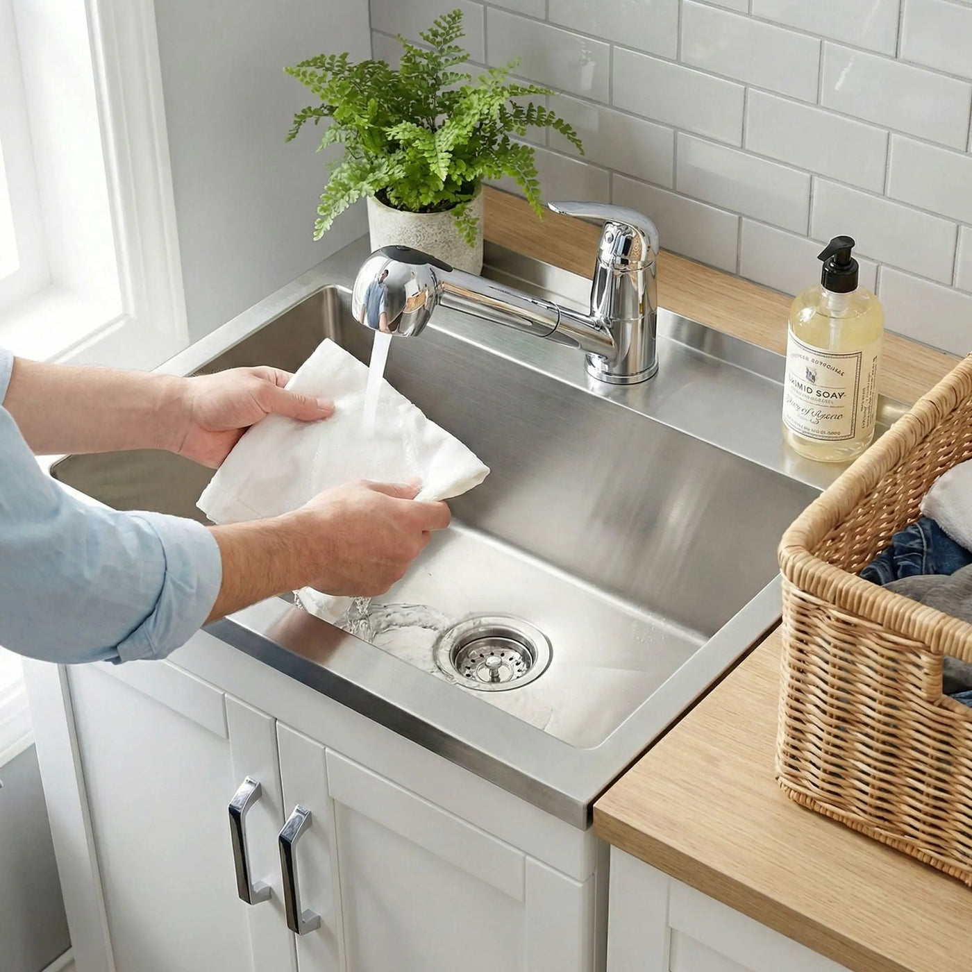 Kyle - Laundry Cabinet & Faucet And Stainless Steel Sink by HouseOfZazla