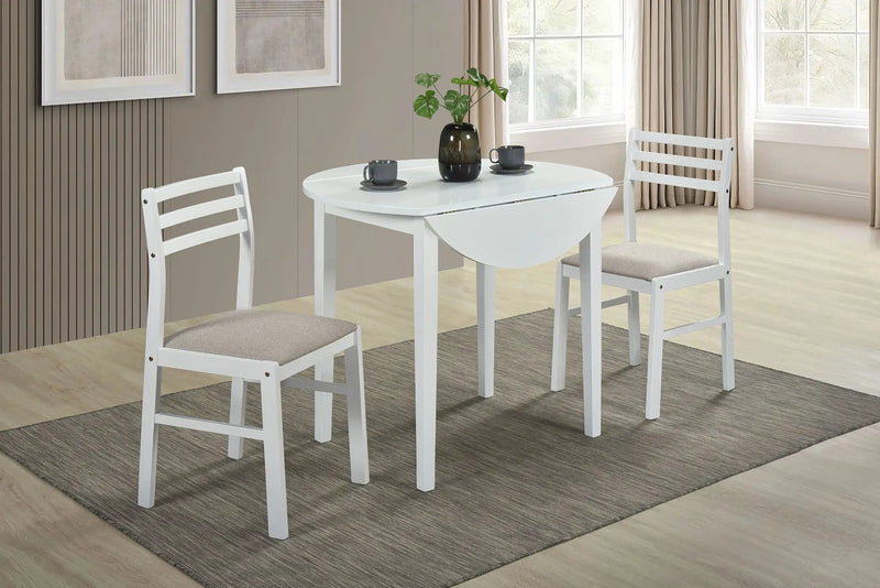 Bucknell 3-piece Round Drop Leaf Dining Table Set White by Unique Piece Furniture