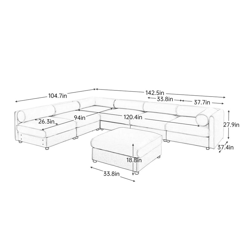 Modern Modular Sectional Sofa With Storag, Contemporary Cylindrical Design by HouseOfZazla