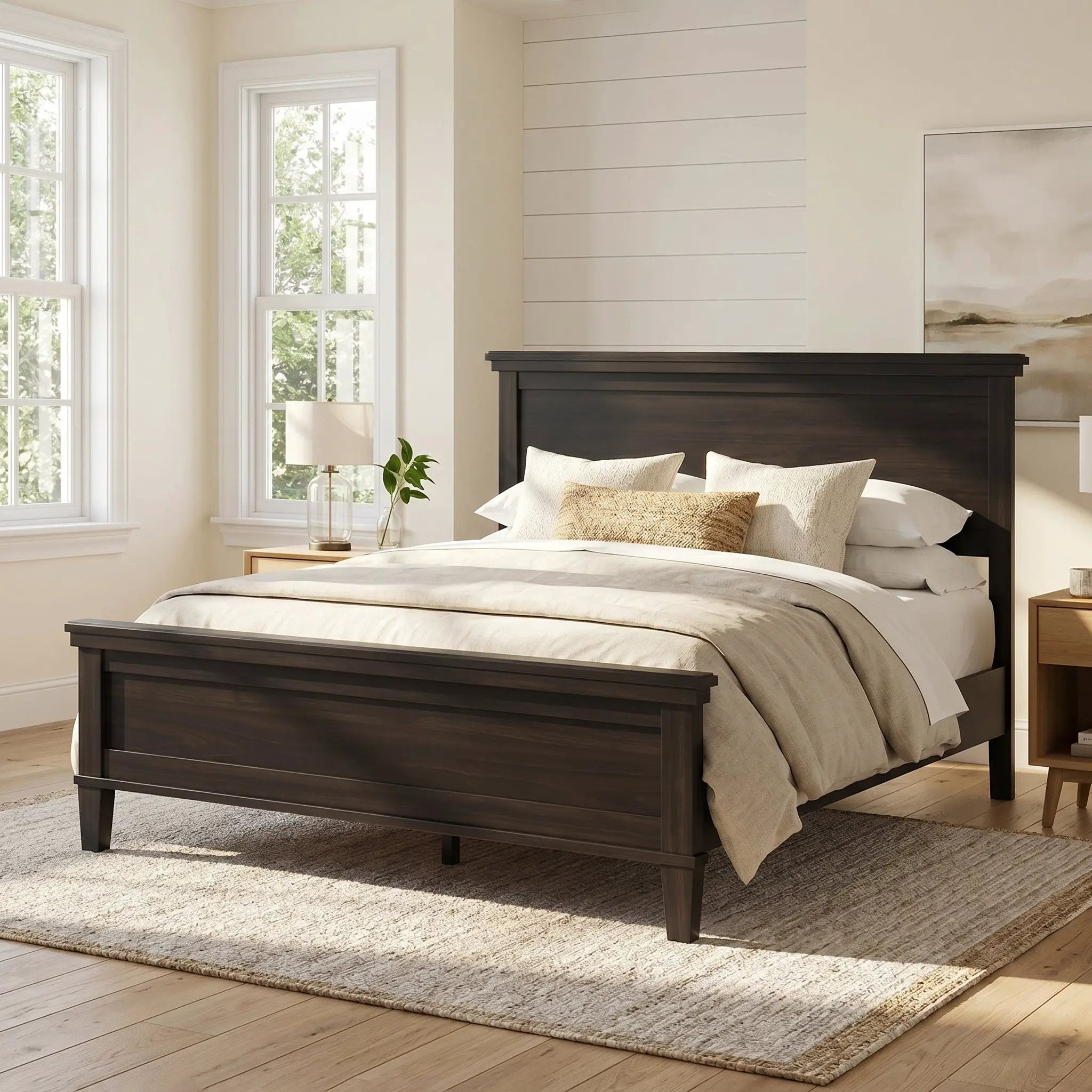 Mid-Century Modern Wood Platform Bed, Queen Size by HouseOfZazla