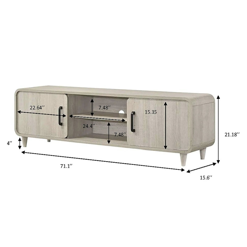 TV Stand With Sliding Doors And Handles, Living Room Furniture - Antique White by HouseOfZazla
