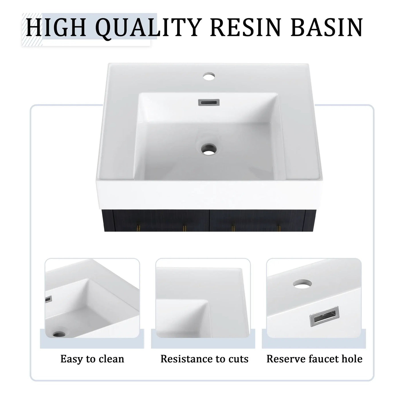 Modern Wall Mounted Bathroom Vanity With Resin Sink And Storage Rack by Unique Piece Furniture