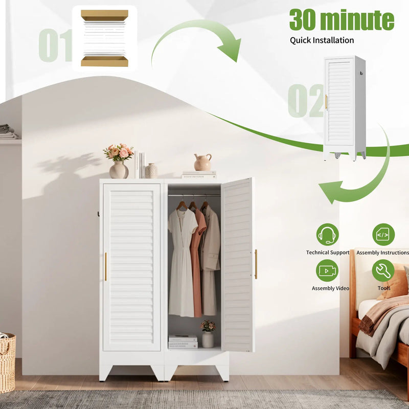 47.2" Narrow Metal Storage Closet with Louvered Door by HouseOfZazla