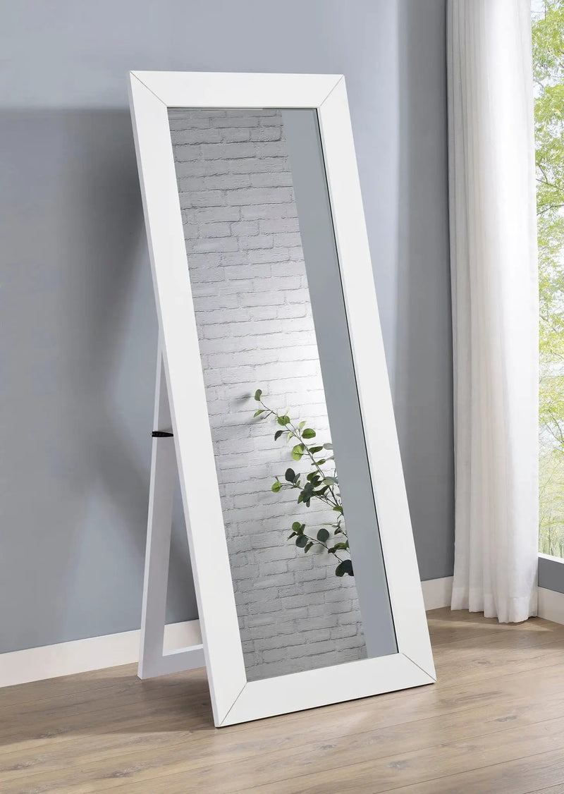 Cadence Tempered Glass Full Length Mirror White High Gloss by Unique Piece Furniture
