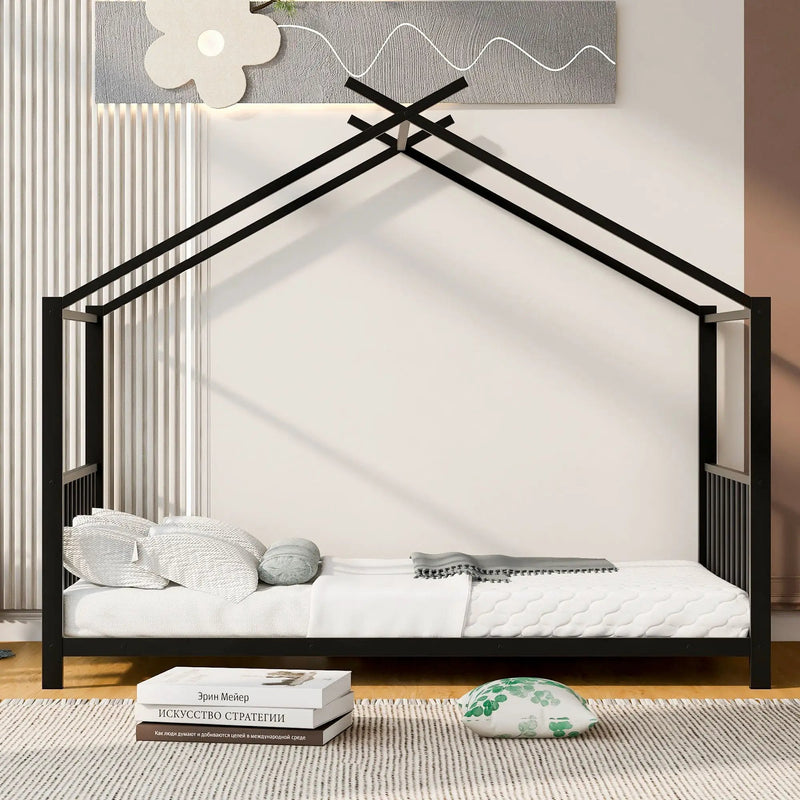 Metal House Platform Bed With Modern Design And Durable Frame by HouseOfZazla