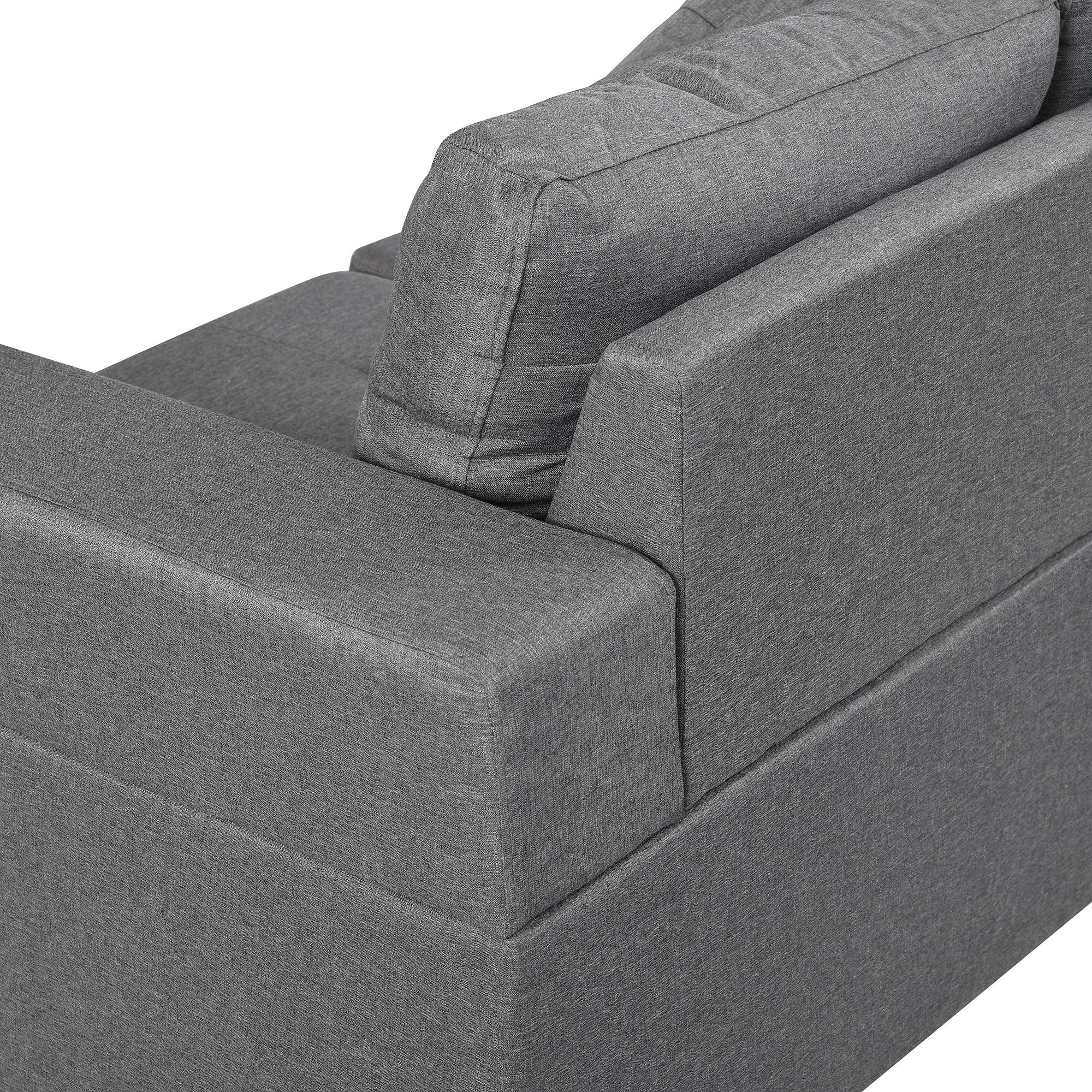Modern Sectional Sofa Set With L Shape Chaise Lounge, Cup Holder, 4 Seat - Gray by HouseOfZazla