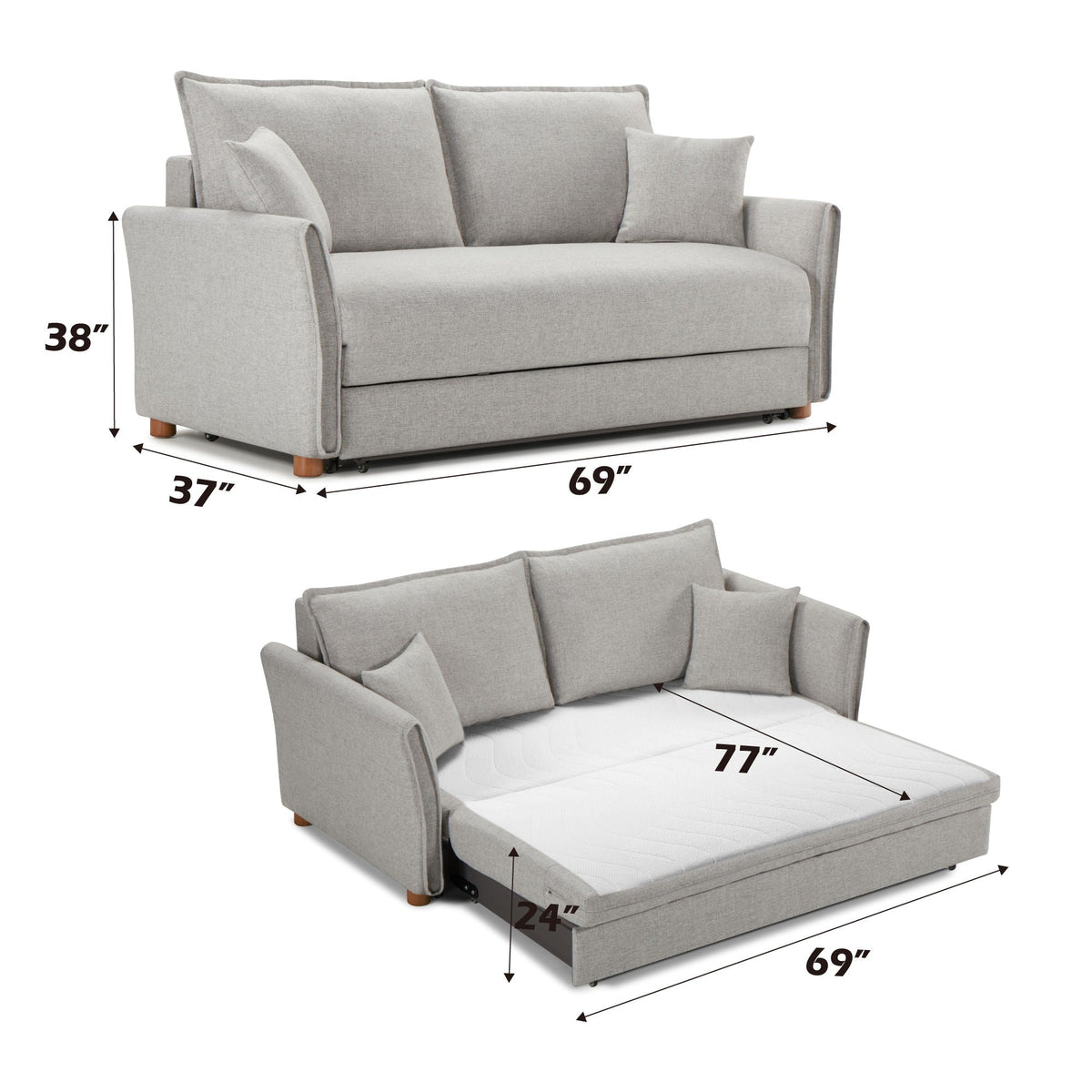 Oren Chenille Sleeper Sectional Sofa with Storage - Gray, photo 3 of 4