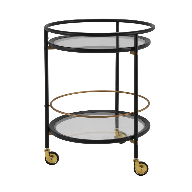 Modern Round Bar Cart with Tempered Glass Shelves by HouseOfZazla