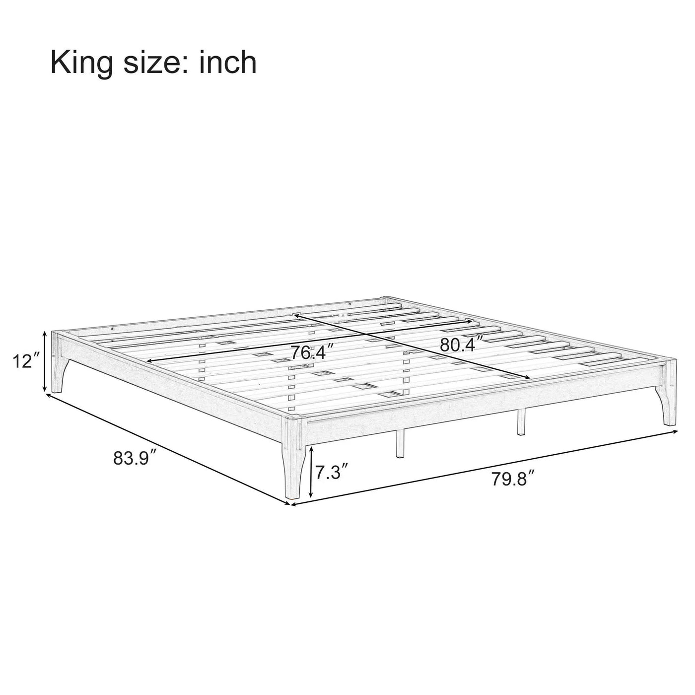 Solid Dry Bamboo Platform Bed Frame, With Slat Support by HouseOfZazla