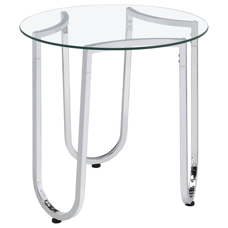 Beller 3-piece Round Tempered Glass Top Coffee Table Set Chrome by Unique Piece Furniture