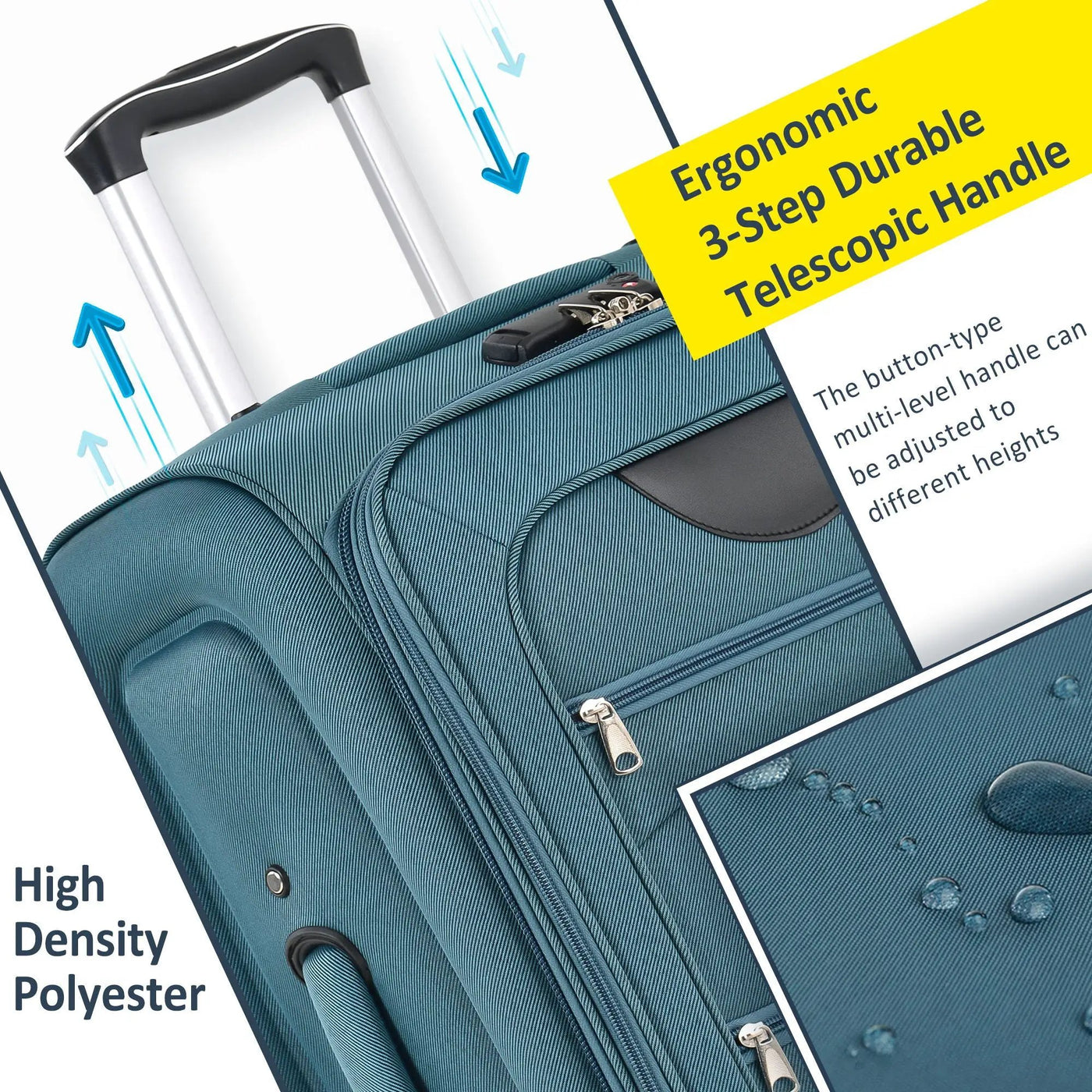 Softside Luggage Expandable 3 Piece Set Suitcase Upright Spinner Softshell Lightweight Luggage Travel Set by HouseOfZazla