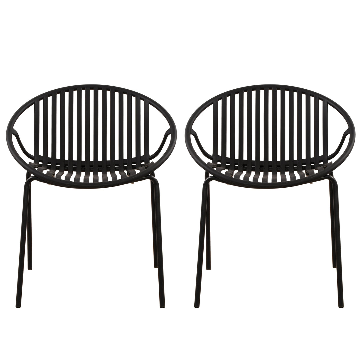 Stackable Patio Dining Chairs Set of 2 with Metal Legs - Black, Green or Orange, photo 10 of 10