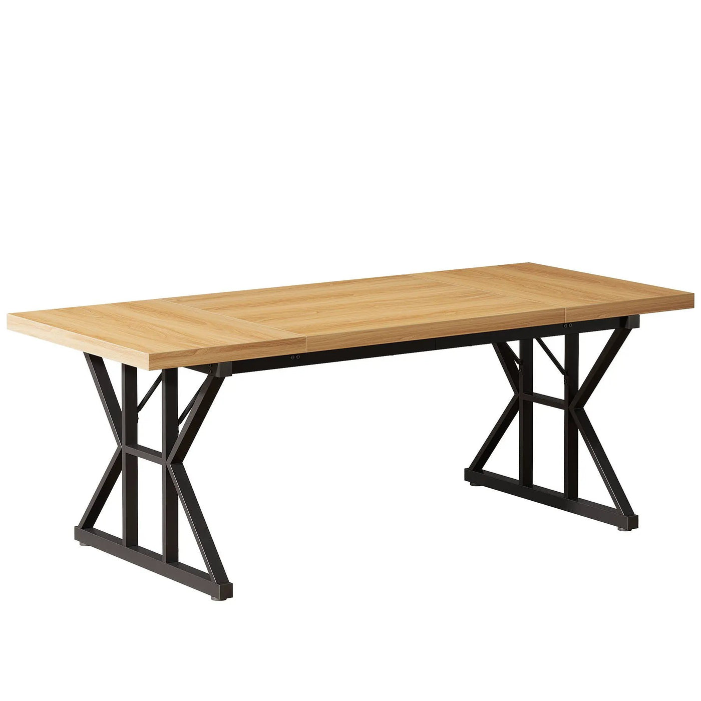 Rectangular Dining Table With X Trestle Metal Legs by HouseOfZazla