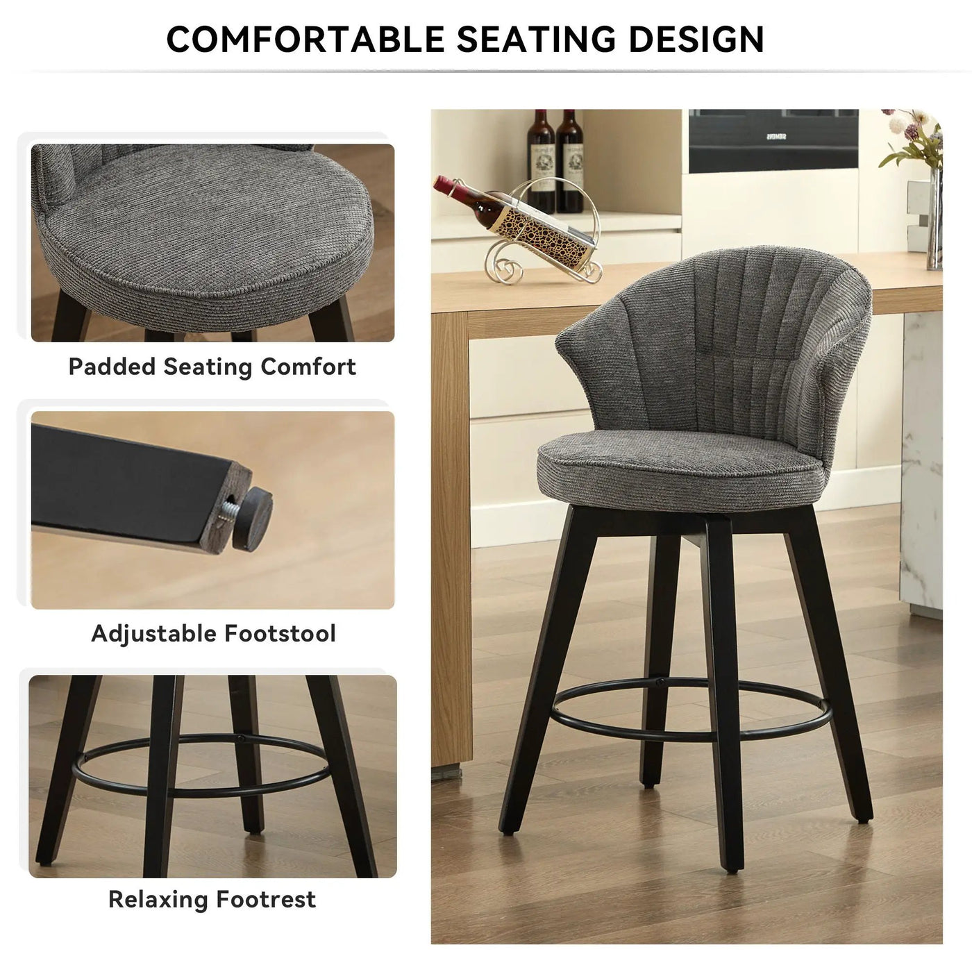 Wing Back Swivel Bar Stools (Set of 2) by HouseOfZazla