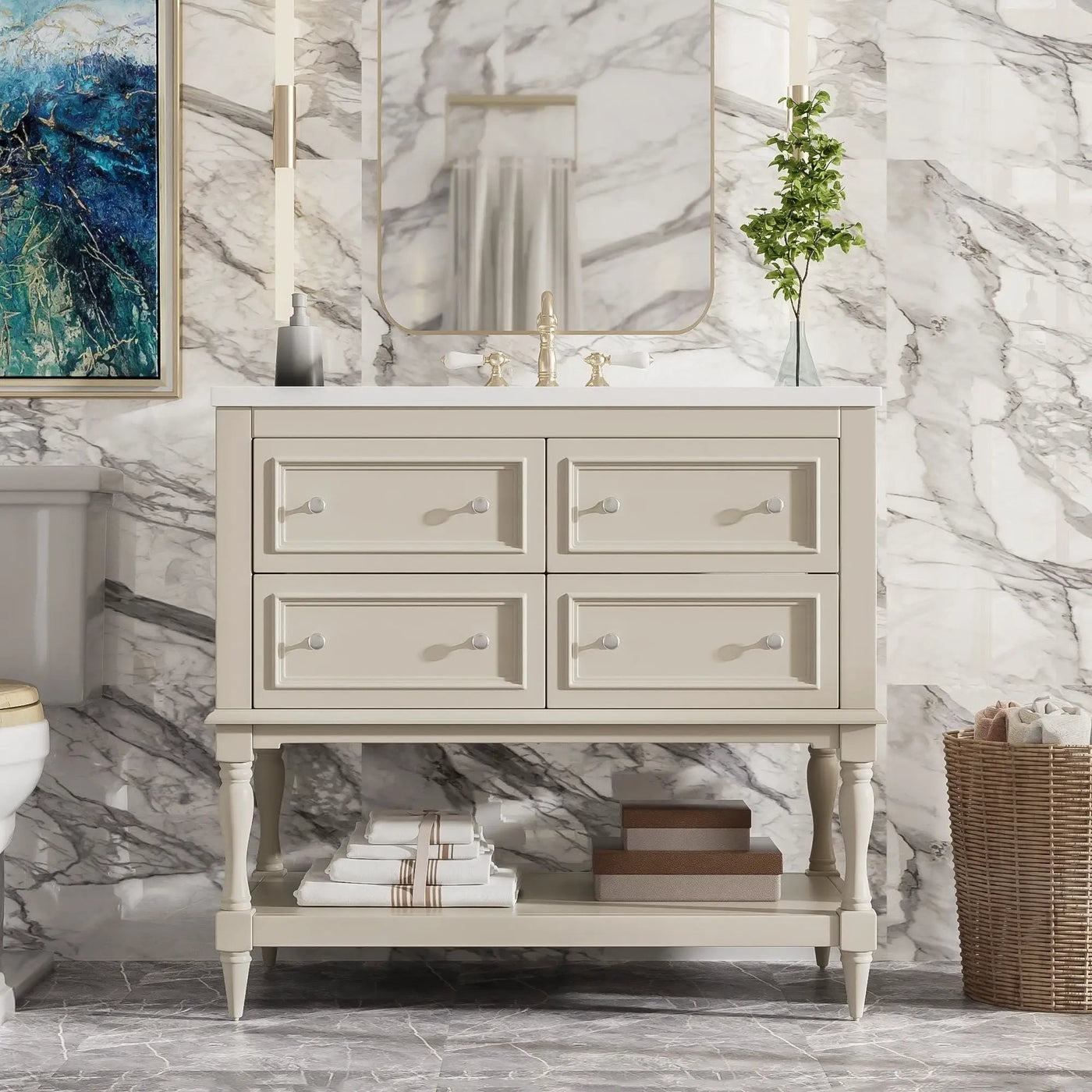 Bathroom Vanity Cabinet With Undermount Sink - 4 Drawer Set by HouseOfZazla