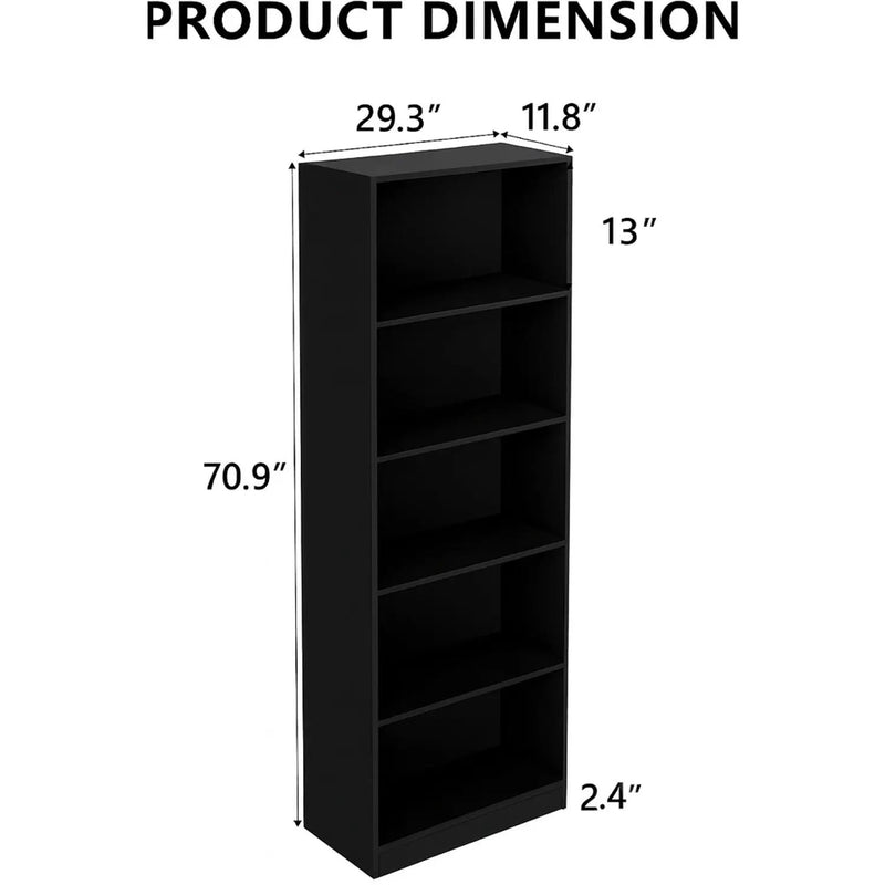 5 Tier Bookshelf Storage Cabinet With Anti-Tip Kit by Unique Piece Furniture