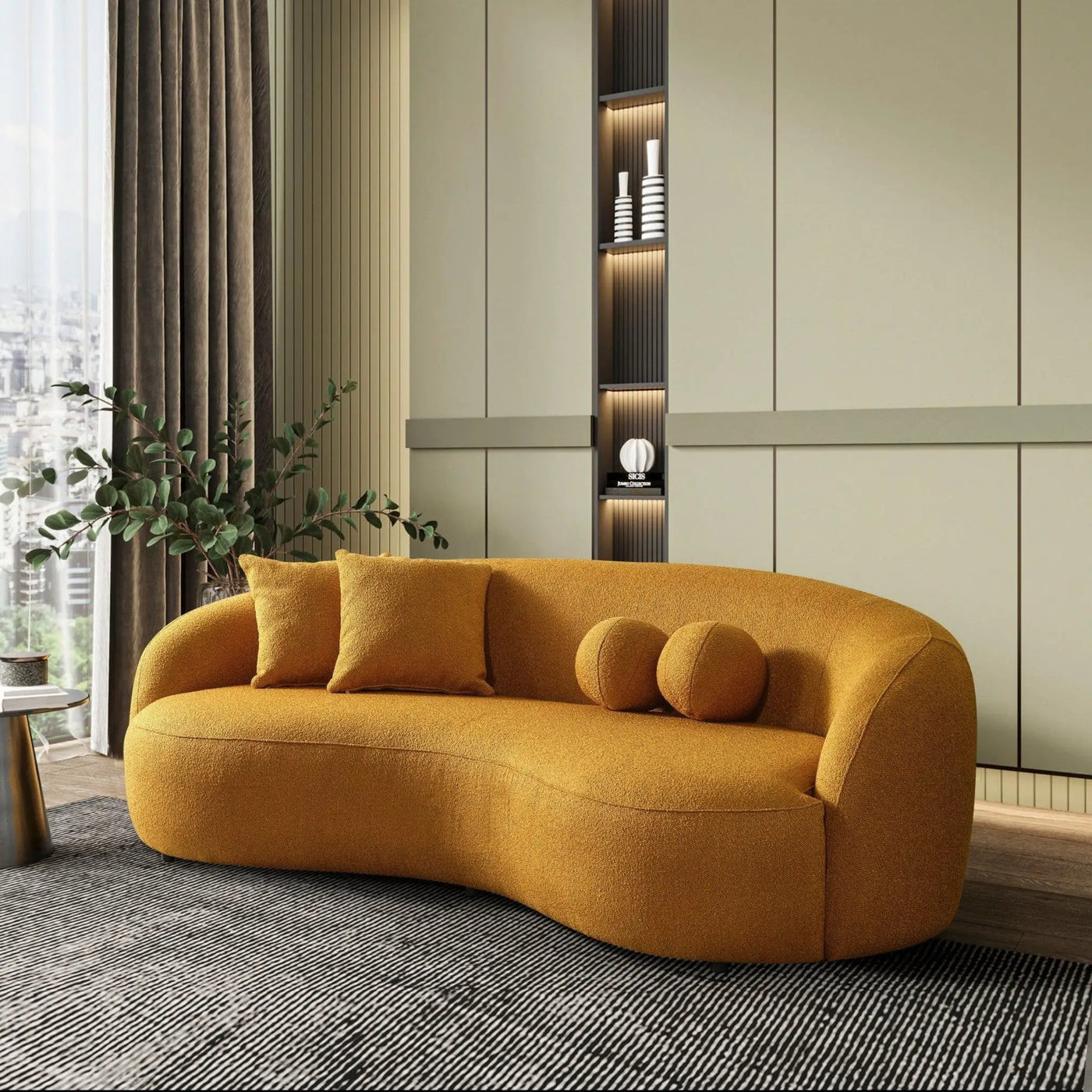 Drake - Japandi Style Curvy Boucle Sofa by Unique Piece Furniture