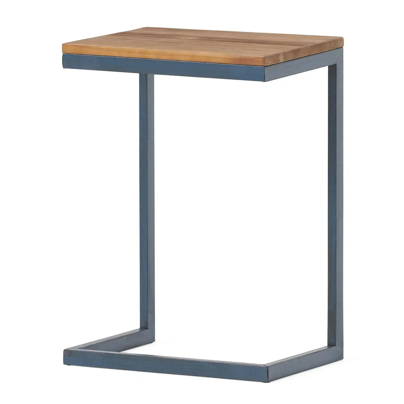 C Shaped End Table With Iron Base And Fir Wood Top by HouseOfZazla